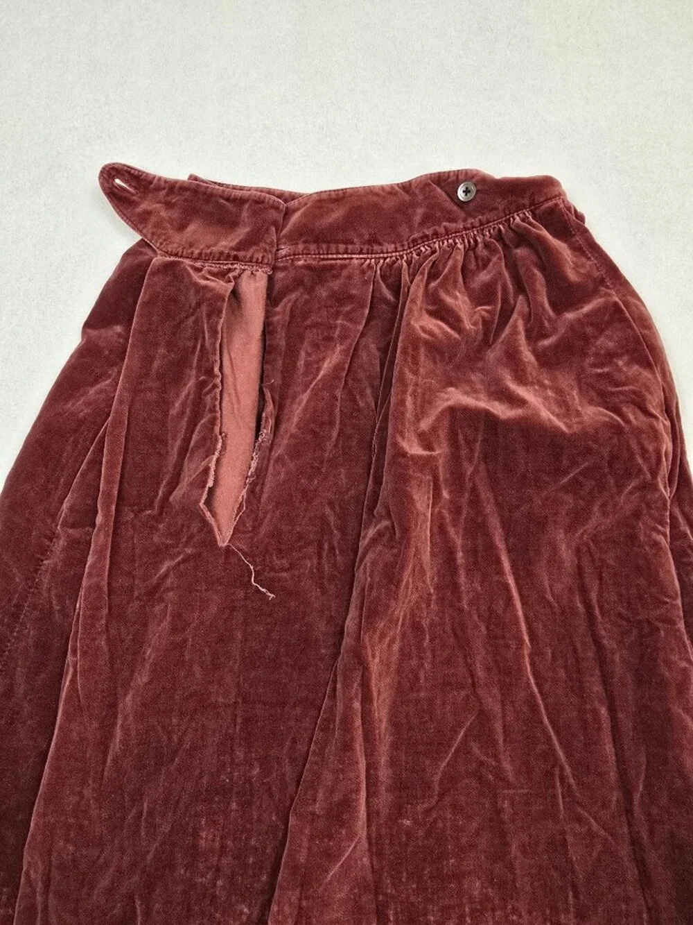 Vintage Campus Casuals Of California Dusty Rose Velvet Midi Skirt XS Cottagecore - Picture 2 of 4